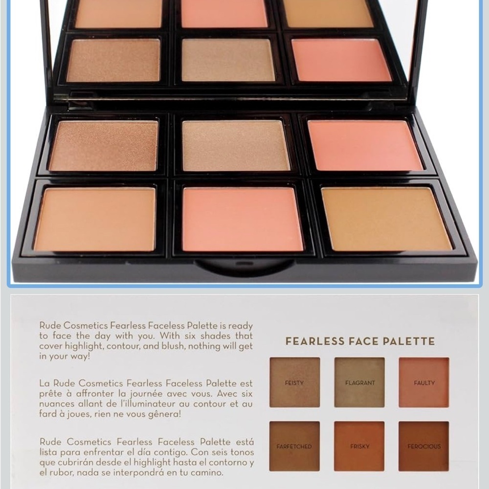Rude Fearless Face Palette - Soft Pink and Peach Blush
